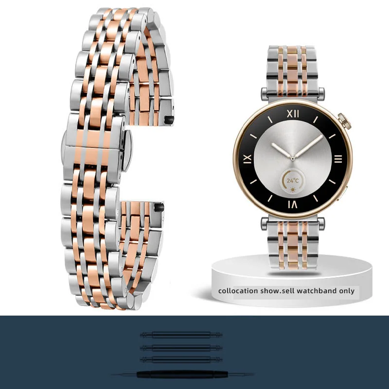 For Huawei GT4/3/2 41mm 46mm Stainless steel strap women's watch strap Samsung Galaxy 3 4 5 metal high-end steel strap