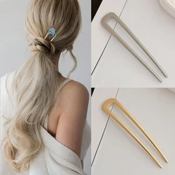 Korean Metal U Shape Hair Pins Clips For Women Girls Simple Silver Gold Color Hair Stick Barrette Wedding Hair Jewelry Accessory