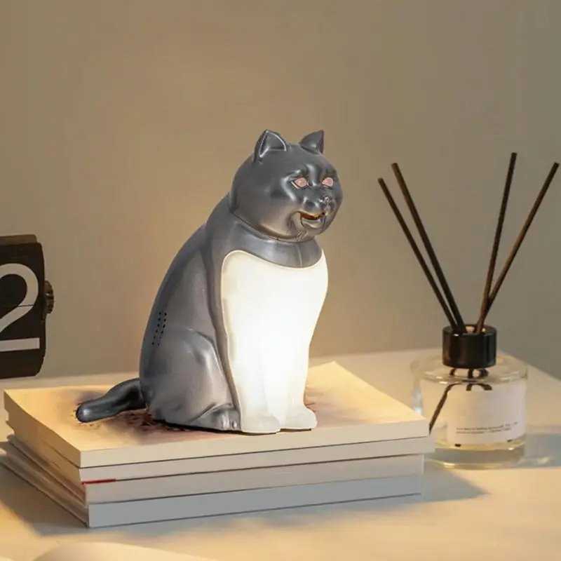 creatieve kat tafellamp bureaudecoratie kat nachtlampje met aromatherapie USB opladen geluidseffect slaapkamer nachtkastje bureaulamp