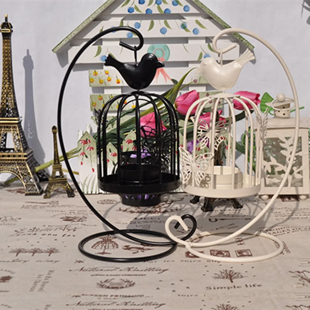 

Bird Cage Wind Light Lantern Candlestick Vintage Metal Birdcage Holder Lanterns