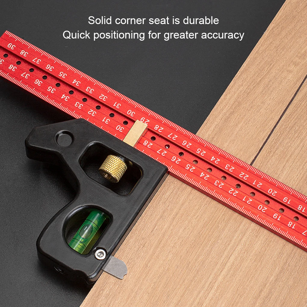 Woodworking Aluminum Alloy Combination Angle Ruler With Graduated Pins And Graduated Pins ABS Level