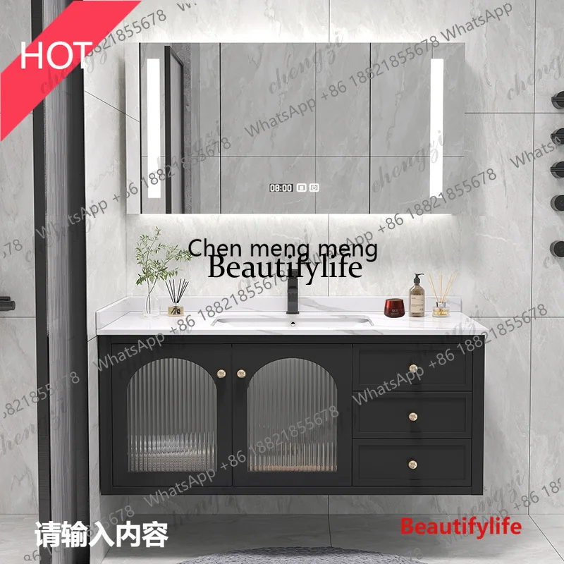 03 70-150cm Slate Bathroom Furniture Vanity Cabinet With Sink Cute Bear Mirror Integrated Solid Wood Style Cabinet Companion Was