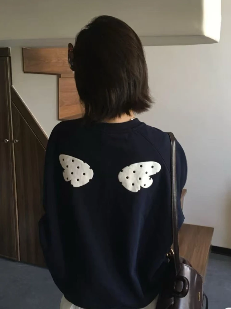 Harajuku Loose Pullover Sweet Polka Dot Knitwear Elegant Vintage Y2k Subculture Sweater Grunge Aesthetics Knitted Fashion Tees