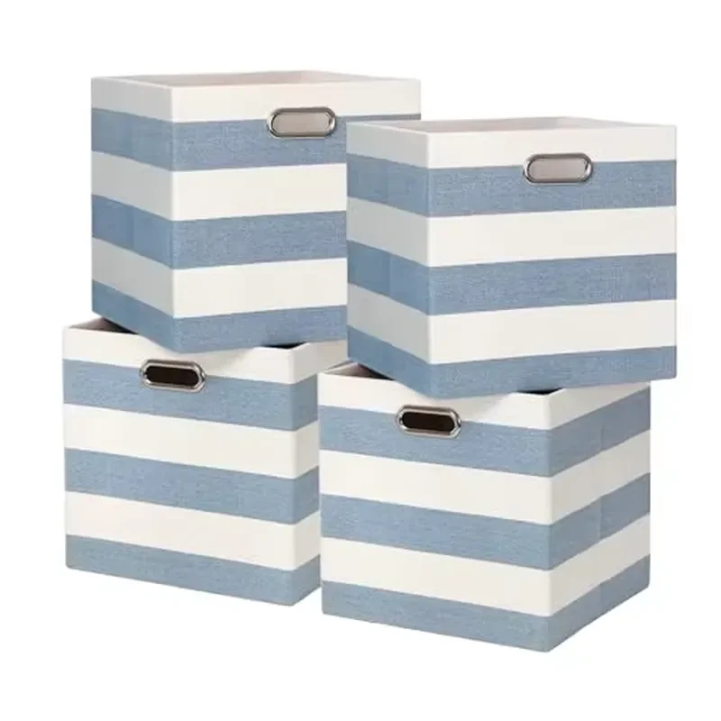 OEM Factory Modern Triple Storage Cube Container Foldable Cloth Storage Box with Metal Handle Office Desk Wardrobe Locker