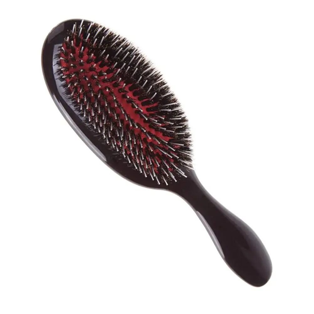 

Расчески для волос с натуральной щетиной, антистатический массажер для ухода за волосами с пластиковой ручкой для терапии сушки волос