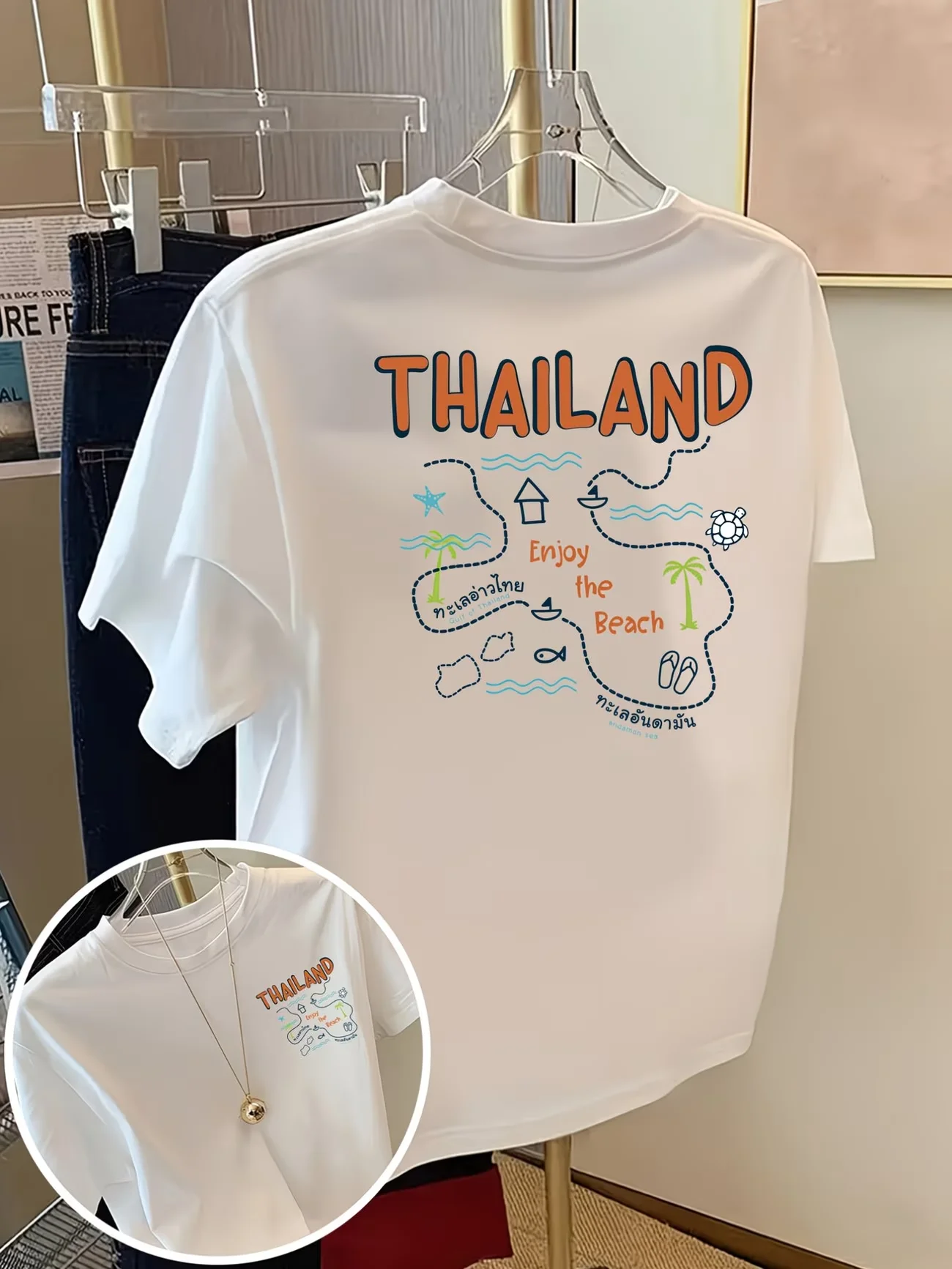 Thailand Enjoy The Beach T Shirt Travel Souvenir Graphic Tee Vintage Tropical Style Top Harajuku Streetwear Unisex Summer Tshirt