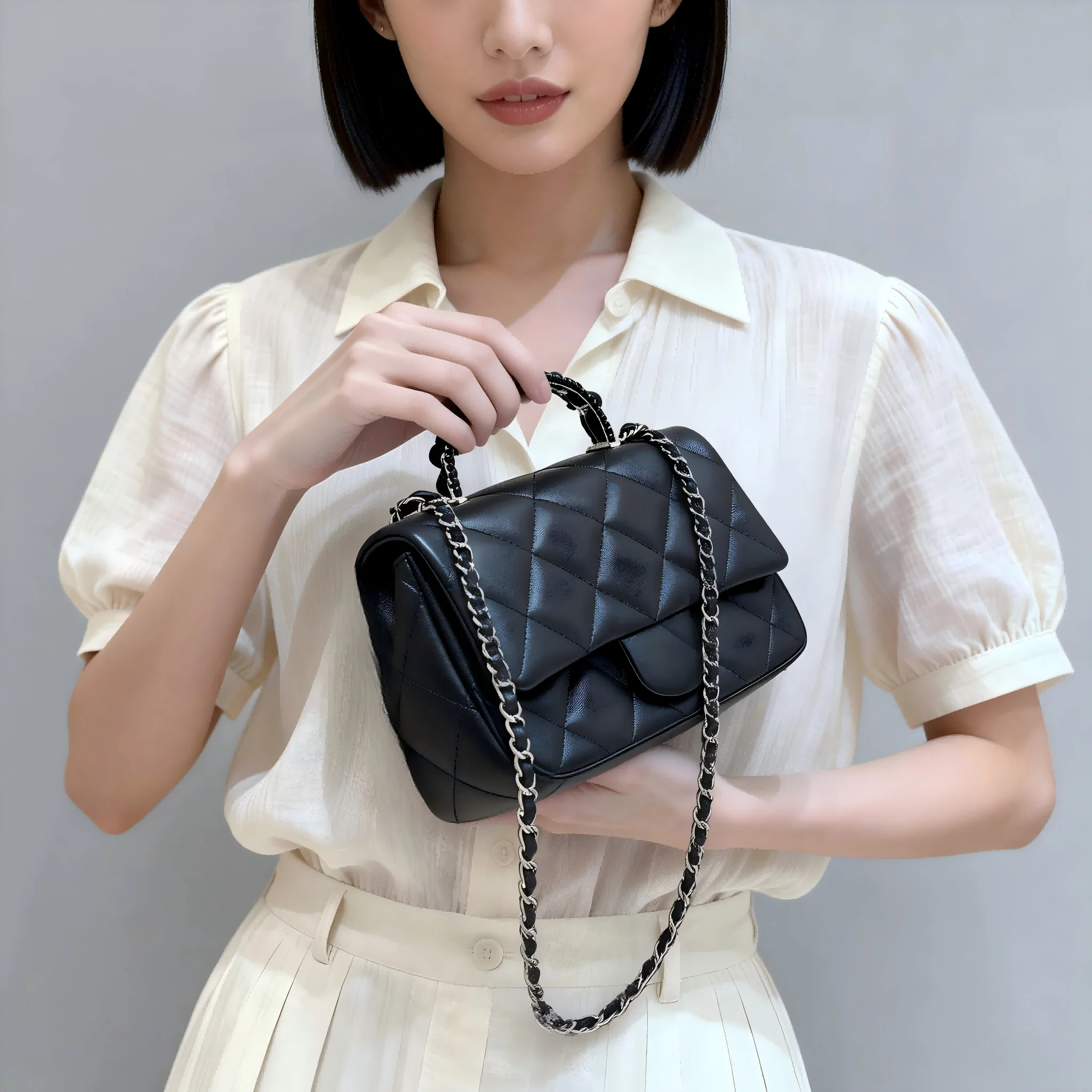 

Small Square Bag: New Women's Early Spring Design, Diamond-Quilted Chain Bag, Elegant Crossbody Small Square Bag