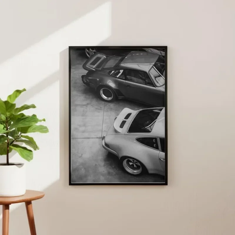 Black and White Super Car Photography Poster Luxury Fashion Brand Sports Car Vintage Fine Canvas Painting Living Room Home Decor