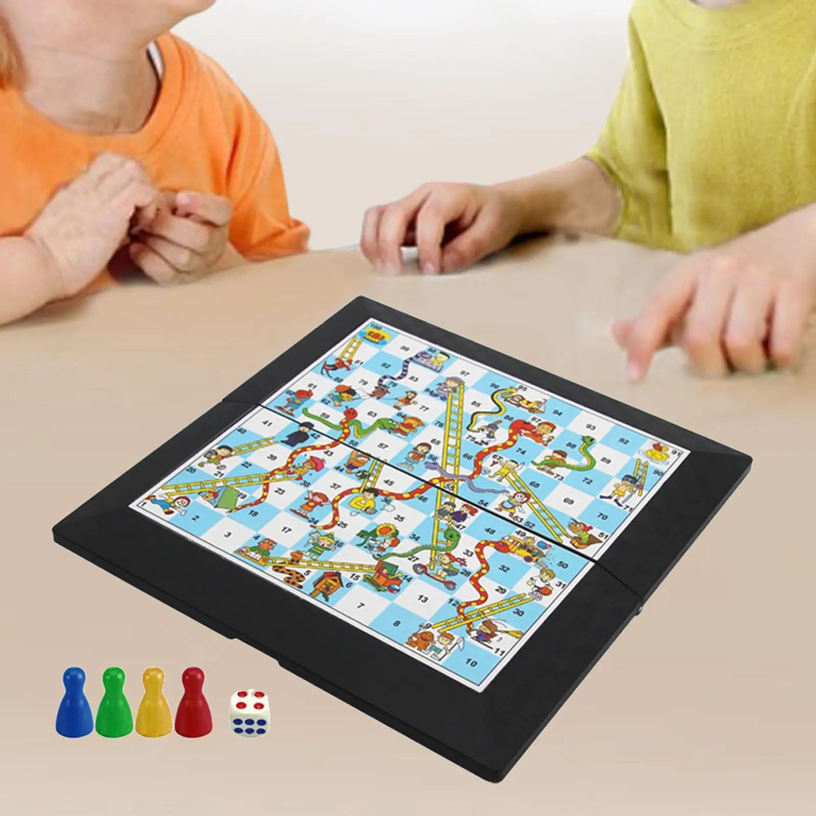 Schlangen- und Leiternbrettspiel, zusammenklappbares Schachbrett für Freunde im Innen- und Außenbereich