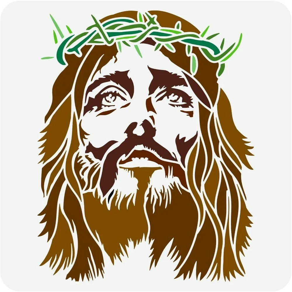 Crown of Thorns of Christ Painting Stencil 11.8x11.8 inch Reusable Christ Drawing Template Religious Theme Craft Stencil for