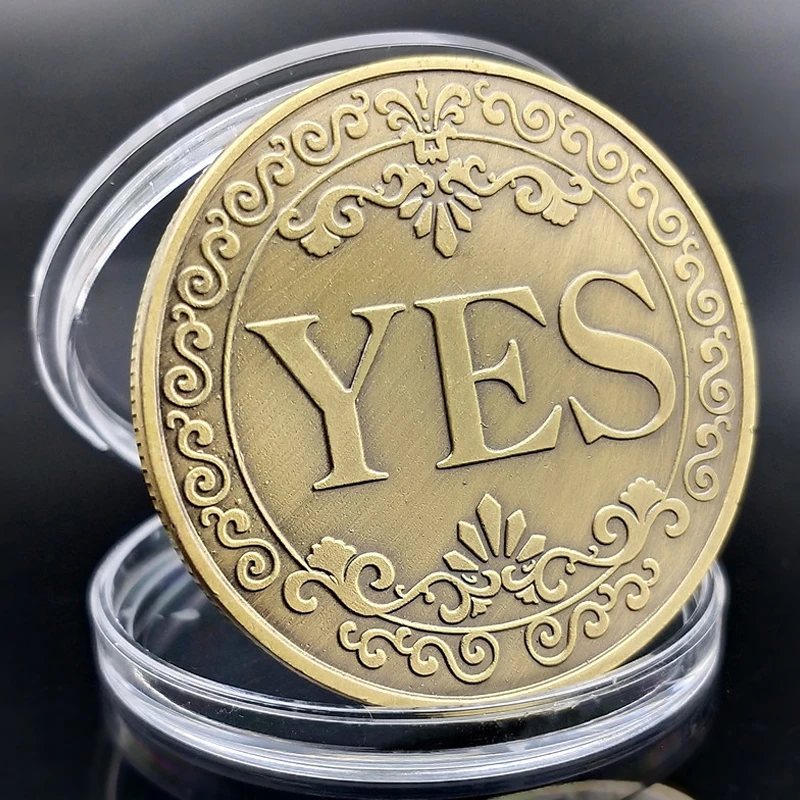 Creative Alloy Coin Collectible Yes Or No Challenge Decision Coin Art Collection Double Side Gift Commemorative Gold Coin