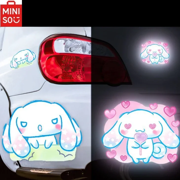 

MINISO Sanrio Cinnamon Dog Car Body Reflective Sticker Combination Kawaii Warning Sticker Cool Cover Scratch Car Sticker