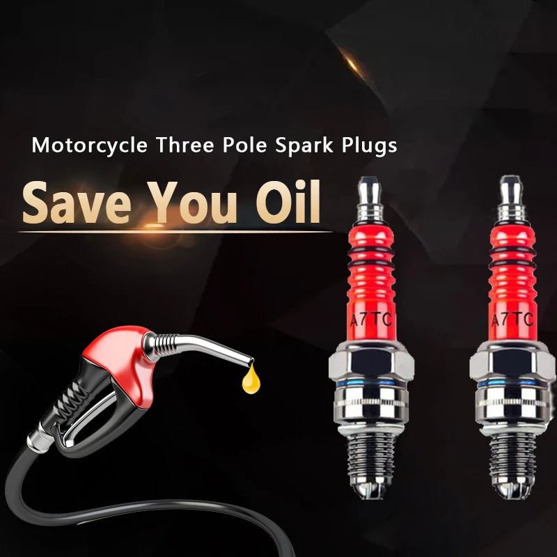 10mm Motorcycle Spark Plug CR7HSA ATRTC 3-Electrode For GY6 G6125 Engine Scooter Spark Plug Tools Motorcycle Accessories Parts