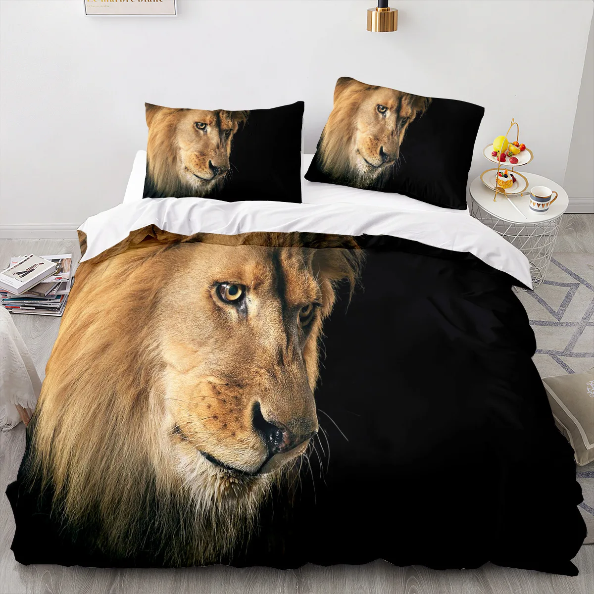 Tier Löwe Bettwäsche Set coole Tier Bettwäsche Wohnkultur Single Double Twin Size für Jungen Mädchen Kinder Erwachsene Löwe Bett bezug Set – Detail 16