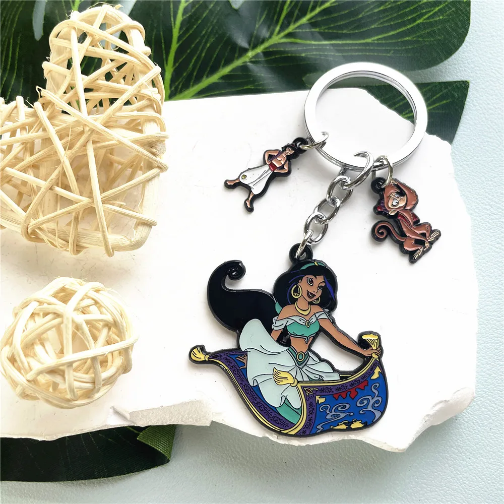 Disney Aladdin Princess Anime Cartoon Metal Keychain Gifts for woman girl