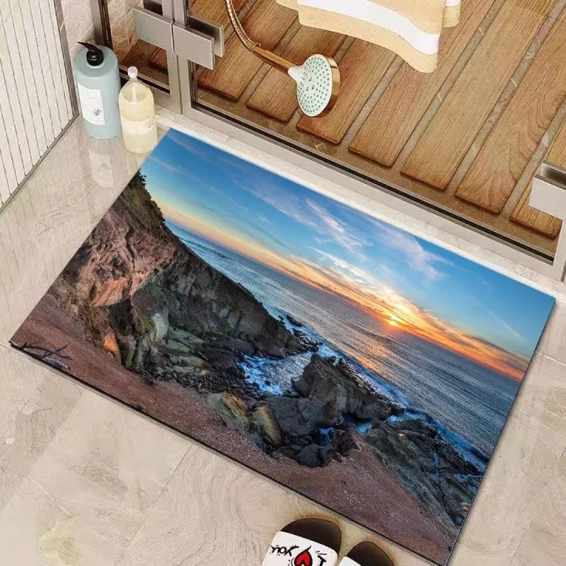 Bathroom floor mat, bathroom door, water-absorbing diatom mud quick-drying foot pad, non-slip and anti-drop household carpet