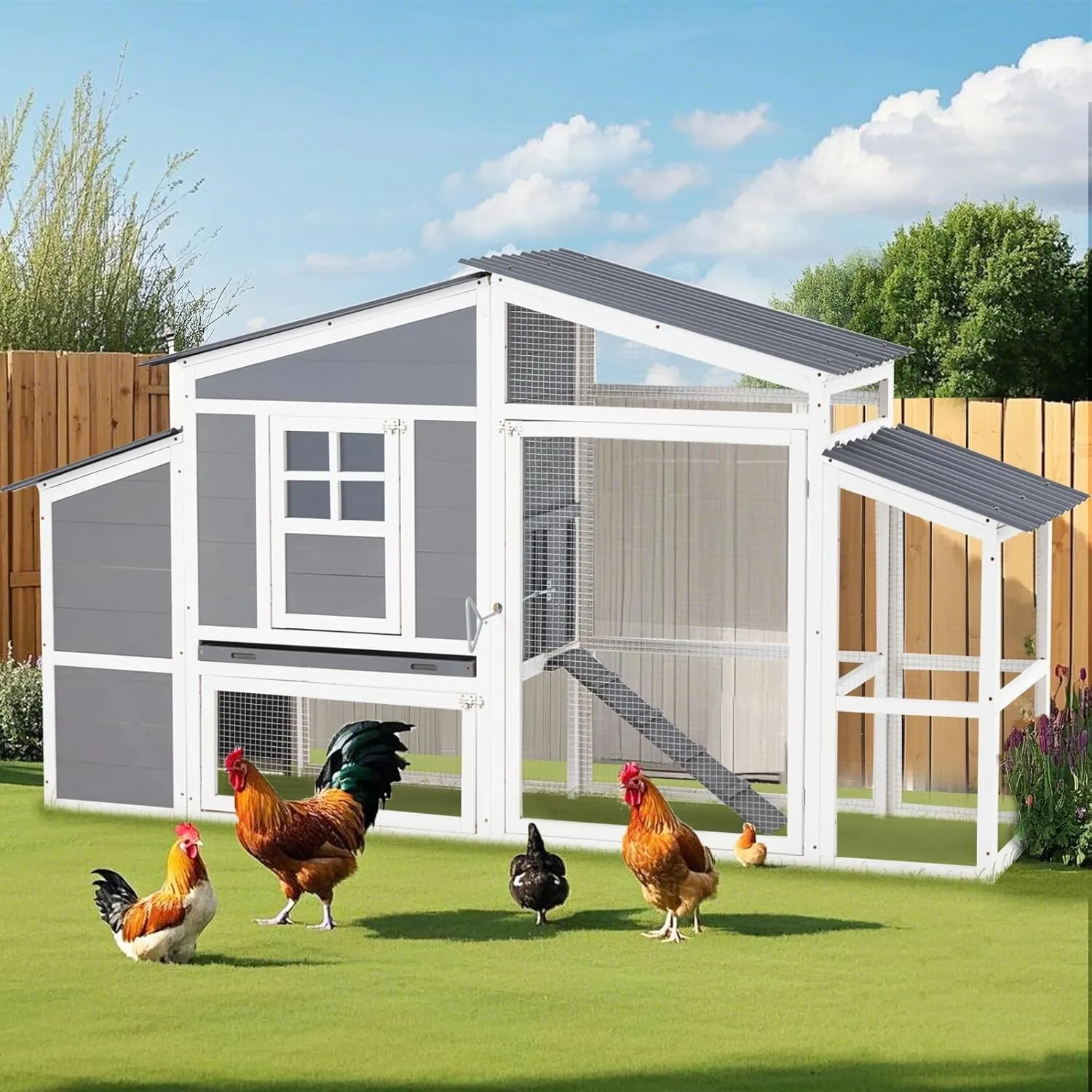 

81” Large Chicken Coop Outdoor Wooden Hen House Poultry Cage w/ Nesting Boxes