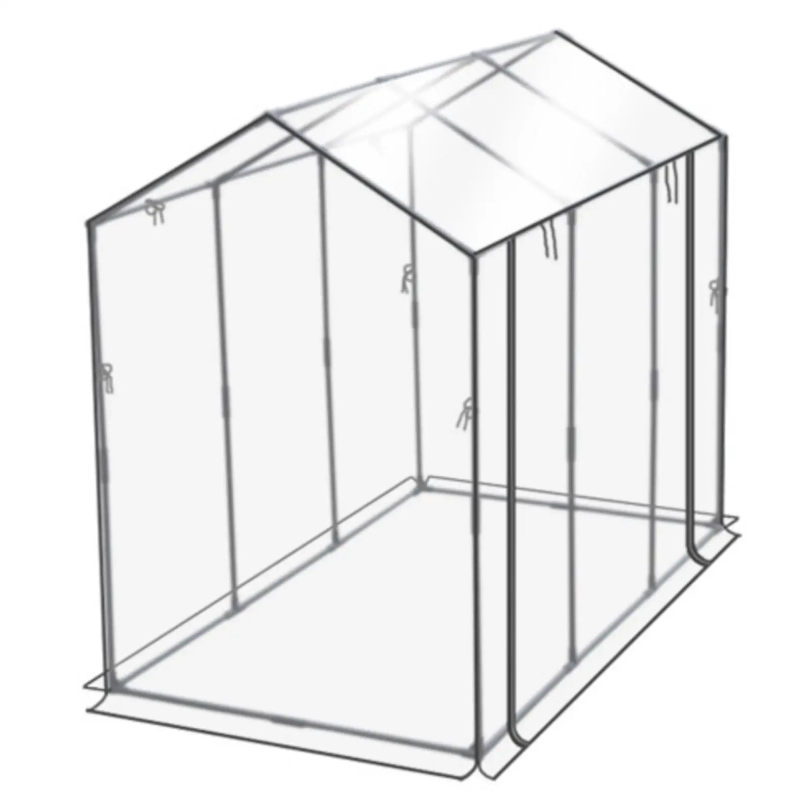 Outdoor Mini Greenhouse Frame with Sloped Roof and Tie Up Openings for Ventilation Patio Garden Plant Care