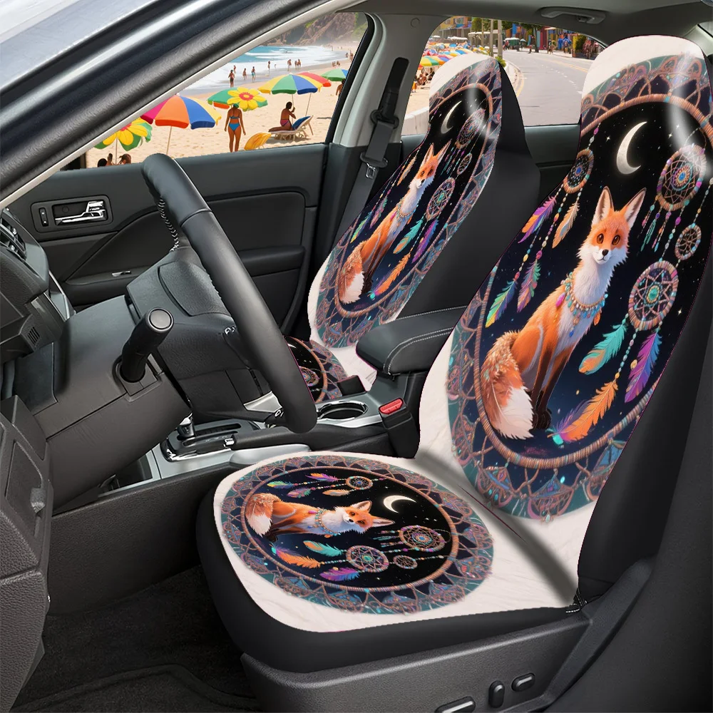 Stylish Car Seat Covers Adorned With Designs For Halloween, Christmas, New Year, And Easter, Showcasing Foxes And Dreamcatchers