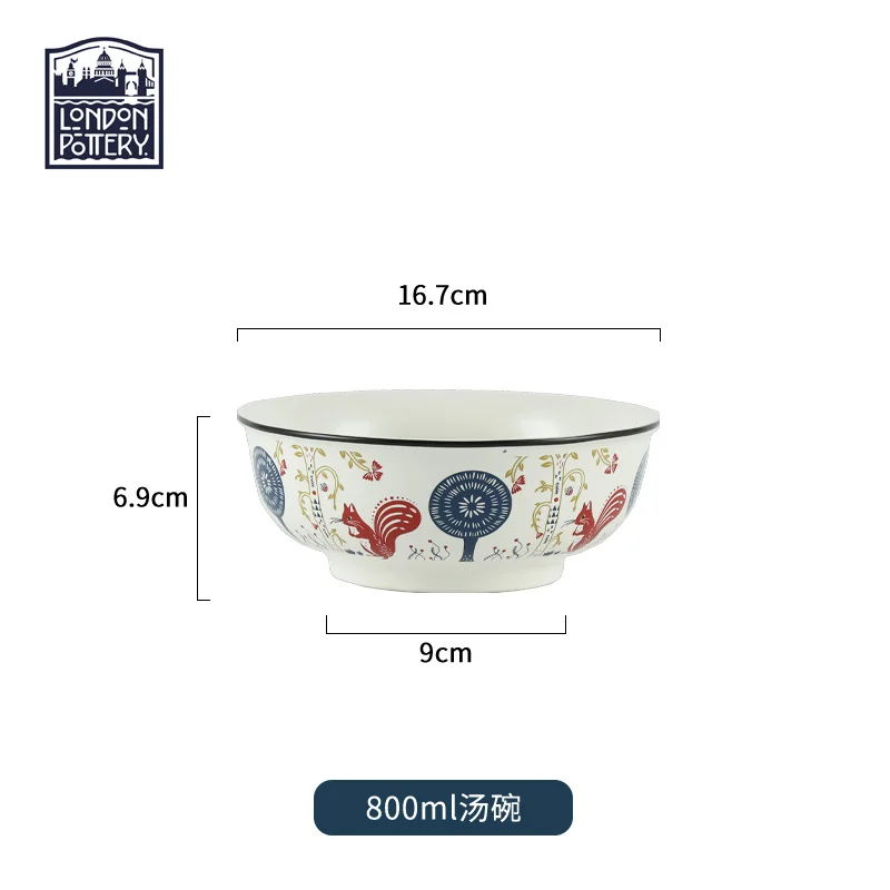 

London Pottery 800ML ceramics pottery soup bowl fruit ramen bowl instant noodles salad bowl pretty french tableware for kitchen