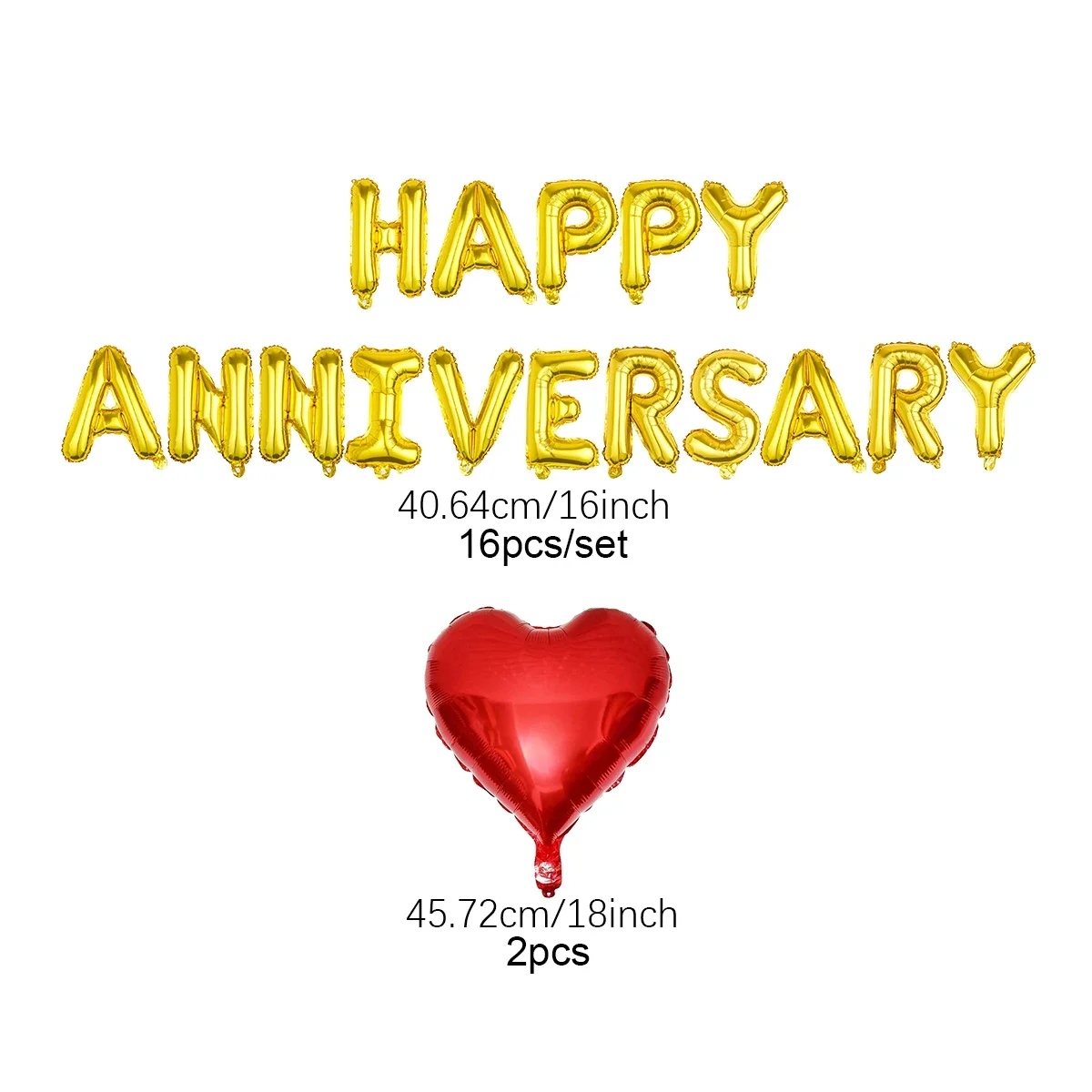 18 Stück Happy Anniversary dekorative Ballonbanner, für Valentinstag, Jahrestag, romantische Heimdekoration – Detail 9
