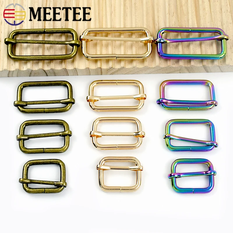 50Pcs Metal Buckles for Strap Bag Handbag Belt Buckle Tri-glides Sliders Clasp Loops Adjuster DIY Garment Accessories F2-12