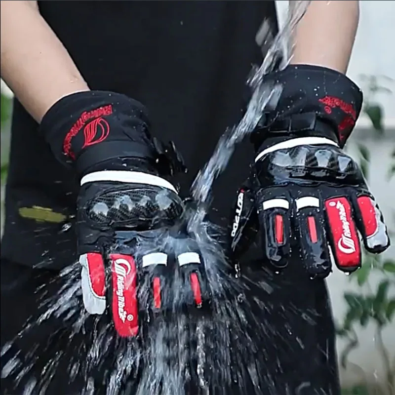 

Зимние длинные мужские мотоциклетные перчатки для верховой езды, водонепроницаемые аксессуары для мотокросса с сенсорным экраном, байкерские перчатки с ночным отражением