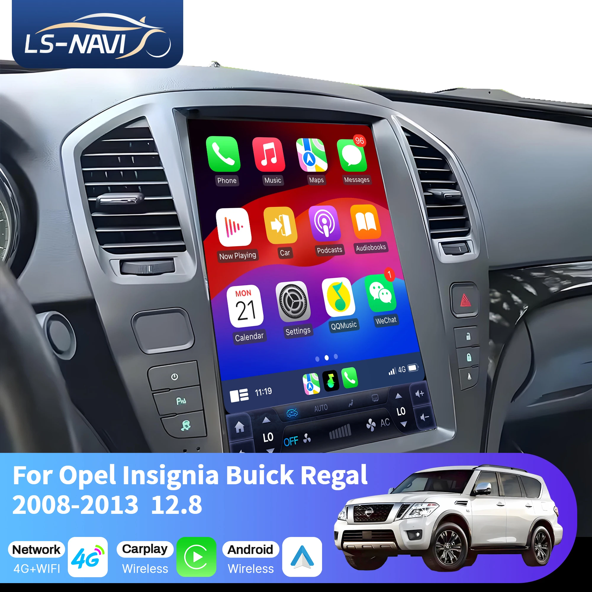 

12.8 inch Car Radio Android 14 For Opel Insignia Buick Regal 2008-2013 4G GPS Wireless Bluetooth CarPlay Head Unit Touch Screen