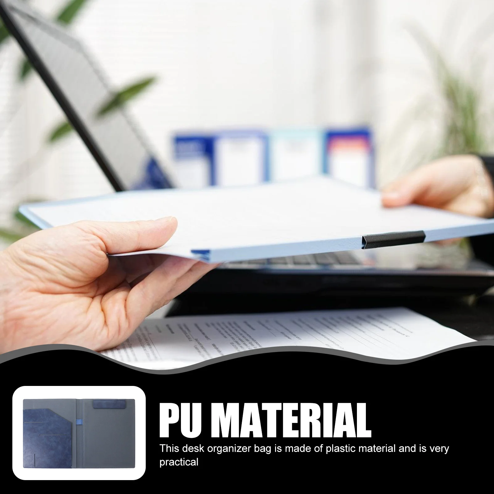 

1pc Pu Document Folder Slim Portable File Organizer For Office, Interview Portfolio Folder, Resume Holder, Business