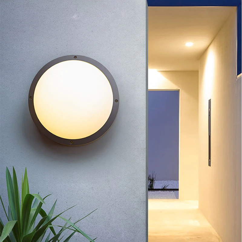 Outdoor Waterproof Ceiling Light Wall Light Modern Simple Creative Villa Garden Aisle Balcony Light Round Aluminum Wall Lamps