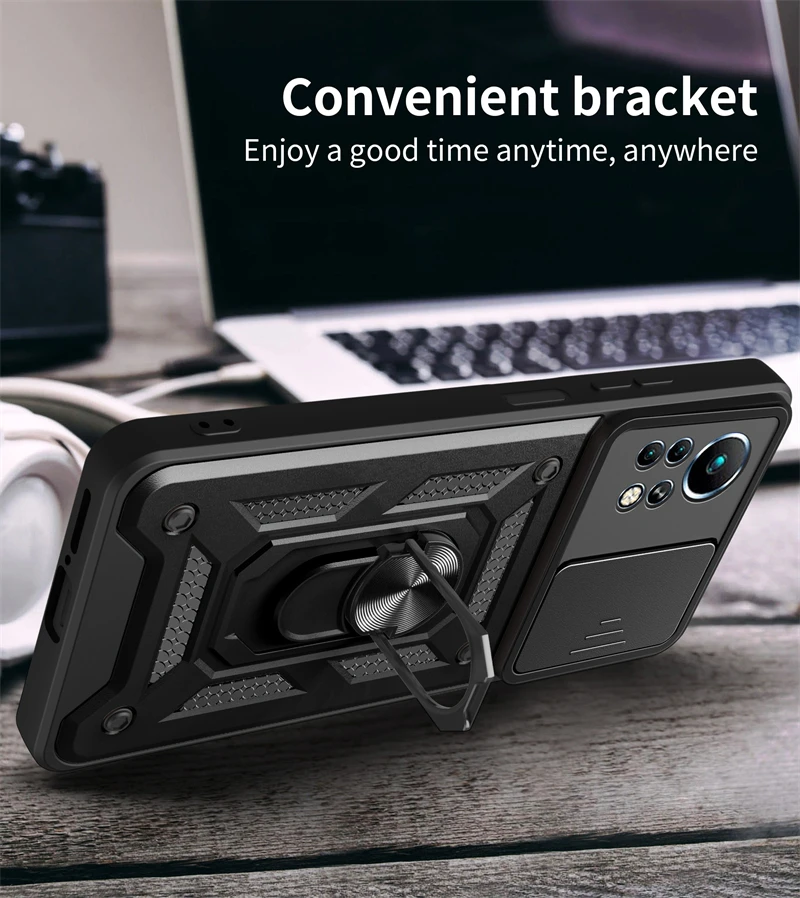 For Infinix Note 11 Pro Case Magnetic Ring Holder Armor Phone Case For Infinix Note 11 Note 11Pro Slide Camera Lens Back Cover