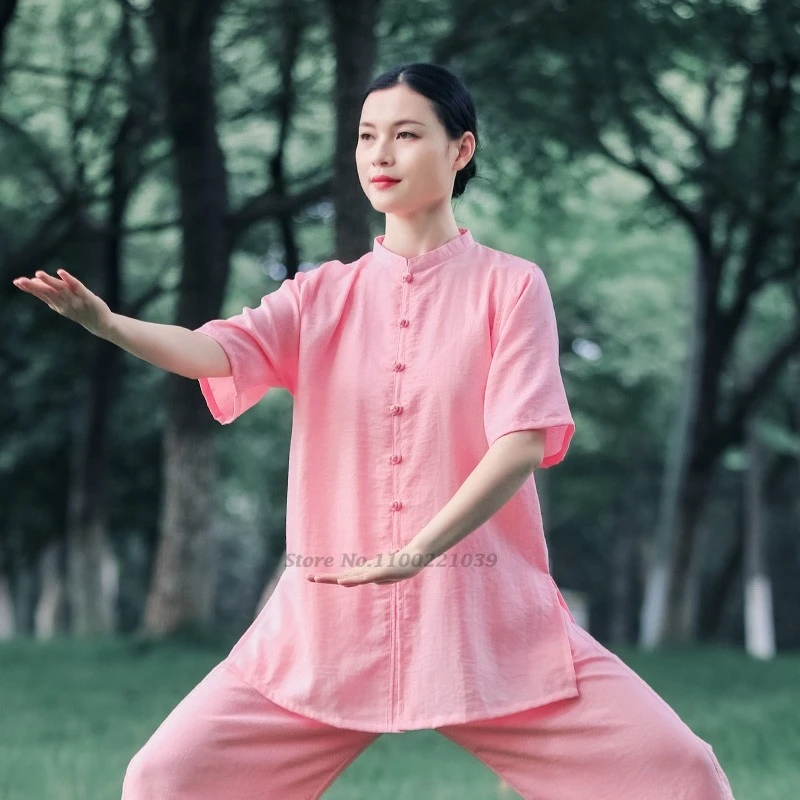 

2024 tai chi uniform chinese wushu kung fu set cotton linen taijiquan practice traditional martial arts wing chun exercise suit