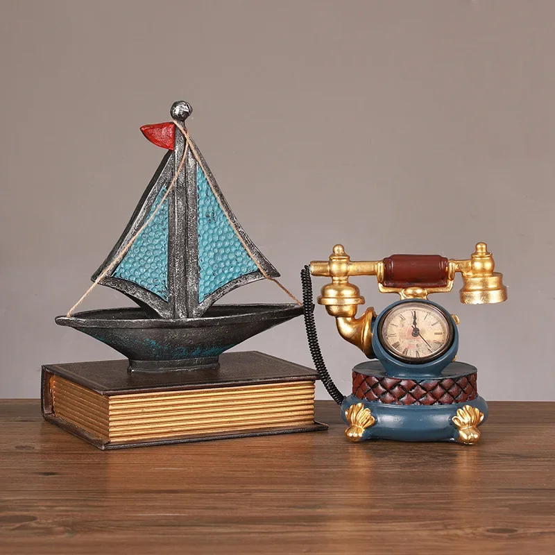 

European Vintage Telephone Ornaments Personality Home Living Room Bar Cafe Tabletop Decoration Shooting Props Model
