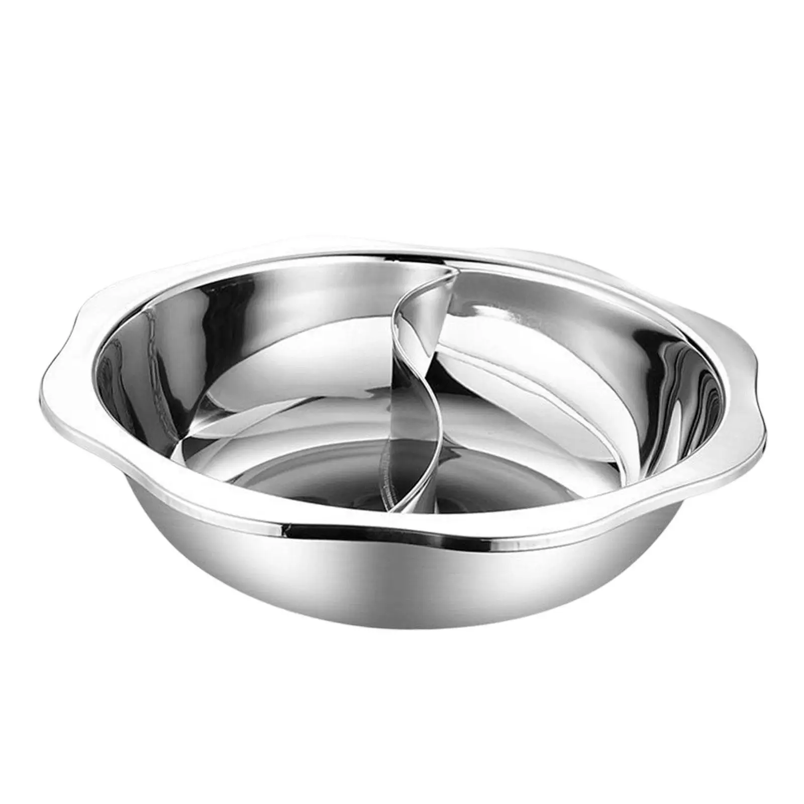 Hotpot Cooking Pot Stainless Steel Divided Double Sided Stock Pot with Divider for Induction Gas Stove Family Gathering