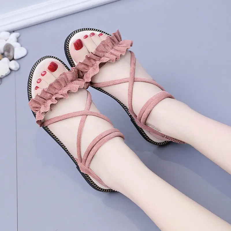 Sandalias con perlas de verano para niñas, zapatos de playa de princesa con cuentas, versión coreana, 5, 6, 7, 8, 9, 10, 11, 12 años, novedad de 2023