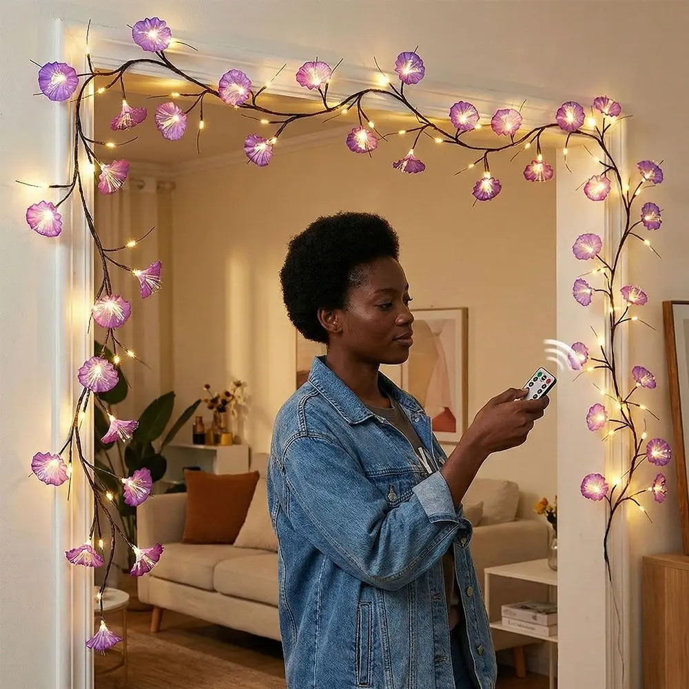 

Гибкие светодиодные гирлянды-лианы с реалистичными цветами, регулируемой яркостью и функцией формирования формы