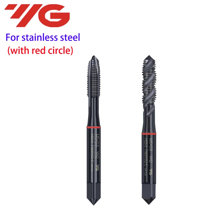 YG HSSE INOX-Taraud cannelé en spirale, machine à tarauder pointu avec cercle rouge, Corée du Sud, 1 pièce