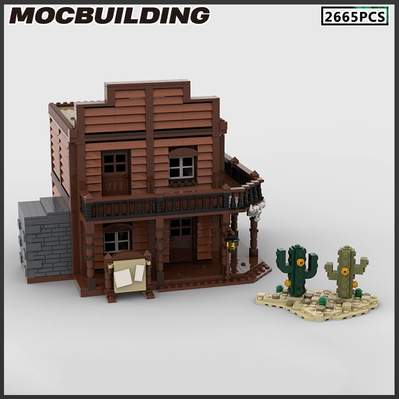 Western Style Landscape MOC Building Blocks Sheriff's House DIY Bricks Assemble Collection Display Toys Present Christmas Gifts