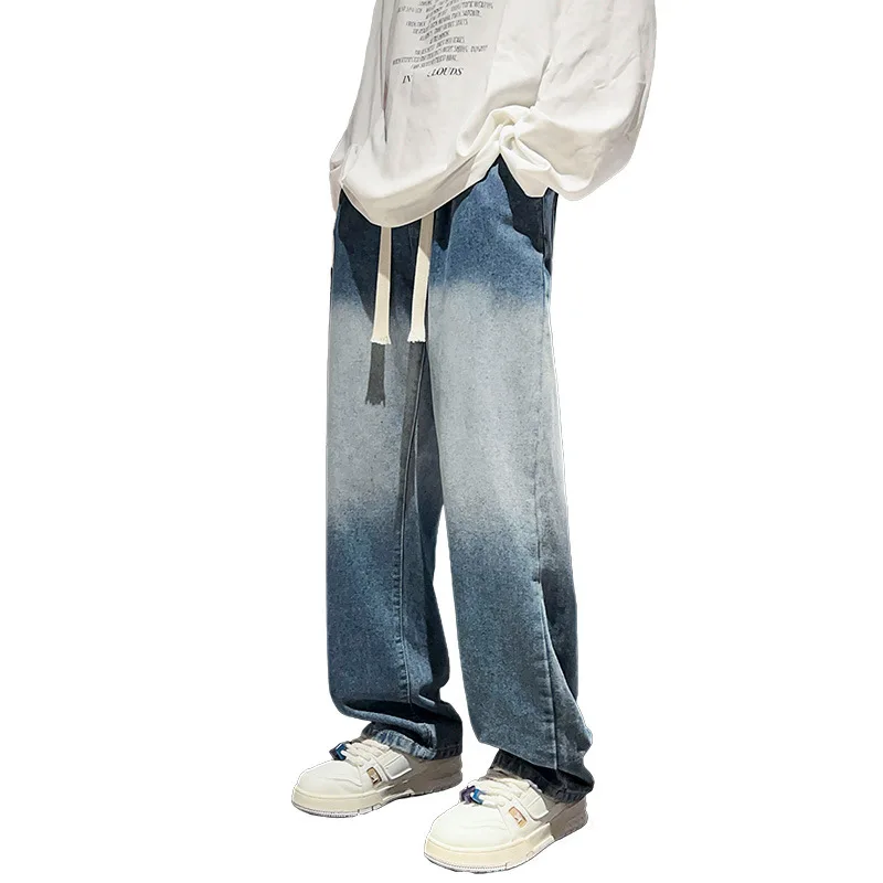 

Literary Youth Hipster Male Jeans Harbor Wind Street Hipster All Loose Wide Leg Pants Jeanadult Gentleman Loose Senior High-end