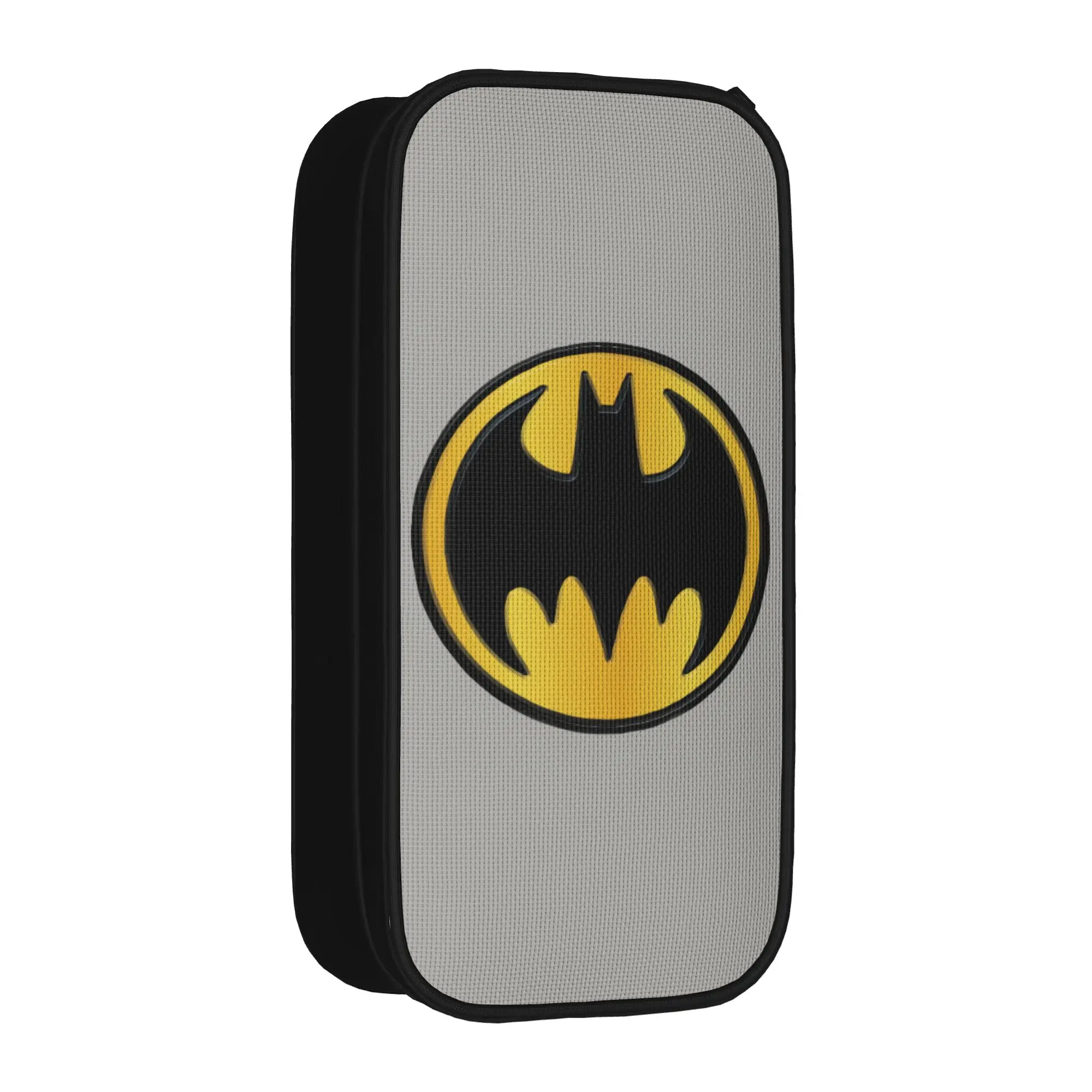 Estuche para lápices con símbolo de Batman, caja creativa para bolígrafos, bolsas para niños, suministros escolares de gran capacidad, estuche para lápices con cremallera