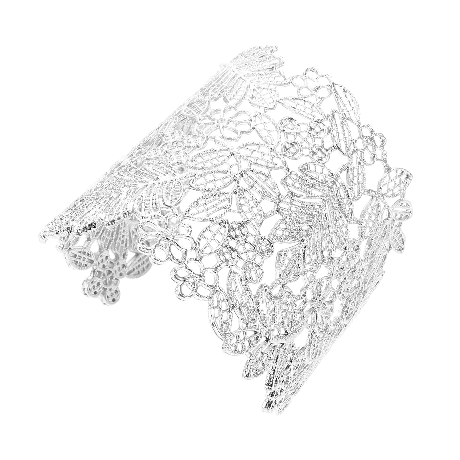 

Vintage Lace Cuff Bracelet Hollow Floral Design Adjustable Arm Jewelry Chunky Open Bangle Women Trendy Bracelets Fashionable
