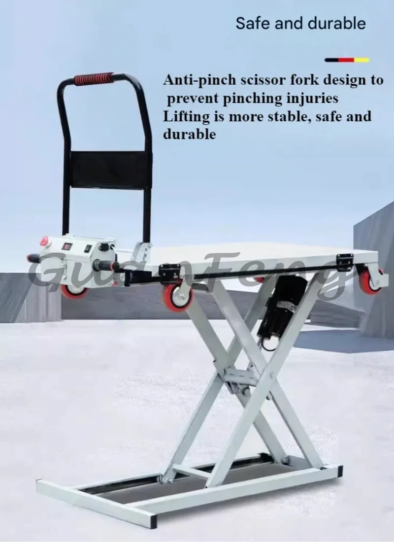 Latest Electric Flatbed Portable Hydraulic Lift Cart Mobile Transport Trolley Small Industrial Load Carrier