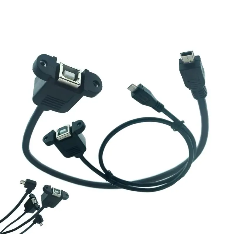 

New USB 2.0 B Female Socket Scanner Printer Panel Mounted To USB Mini Micro B 5-pin 90 Degree Male Best Quality 0.3m 0.5m Cable