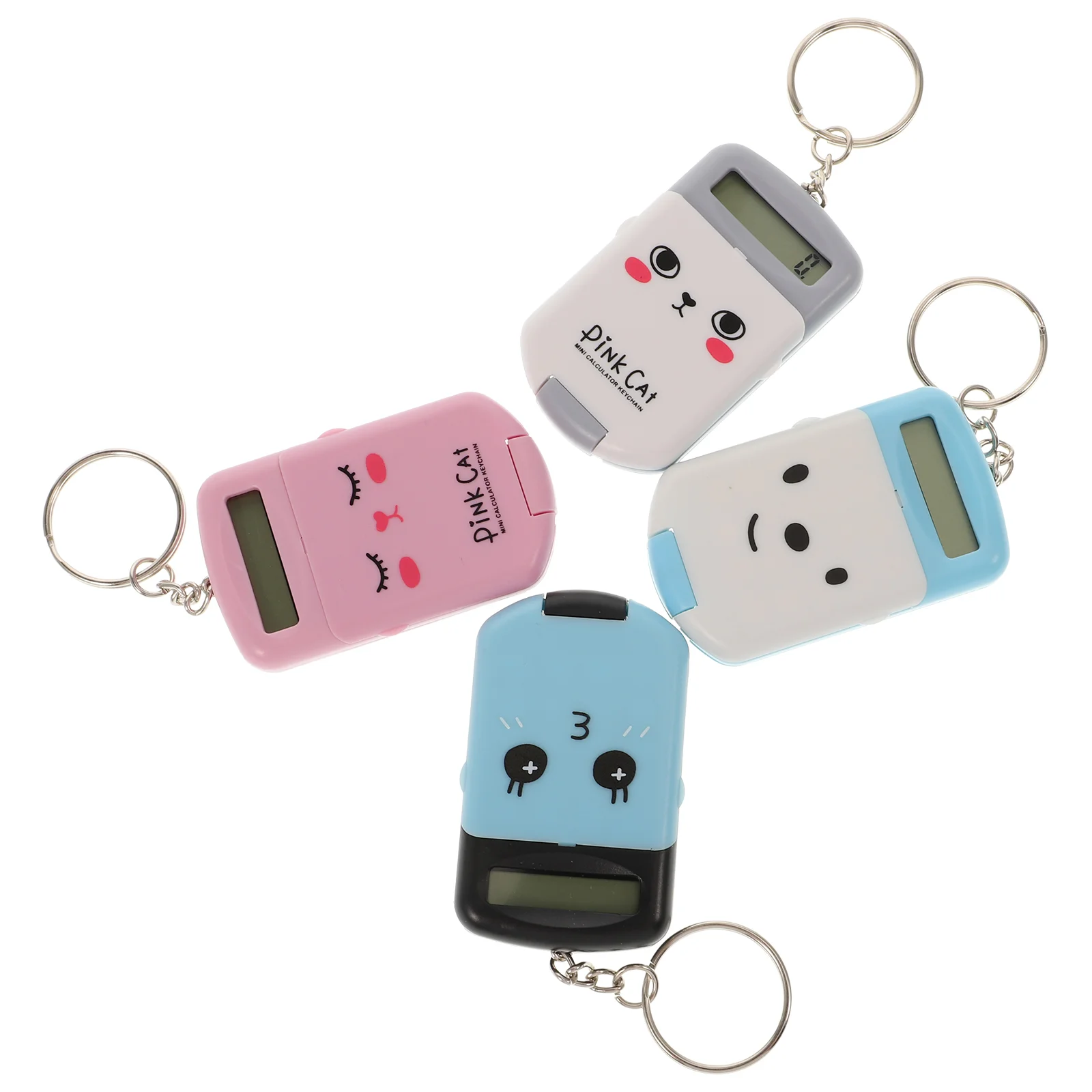 4 Pcs Mini Calculator Portable Pocket Electronic Key Ring Adorable Shaped Small for Students Keychain Gift Convenient