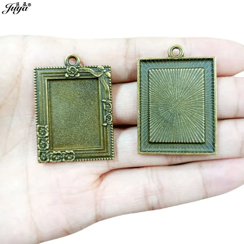 5pcs 18x25mm Rectangle Cameo Cabochon Base Carving Flower Jewelry Making Crafts Pendant Necklace DIY Jewelry Findings