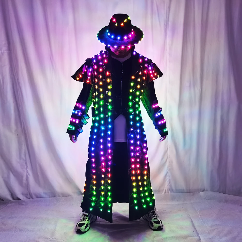 Kostium robota LED Kurtka sceniczna Kostium tancerza Noszenie lasera Cosplay na imprezę w klubie nocnym Taniec męski