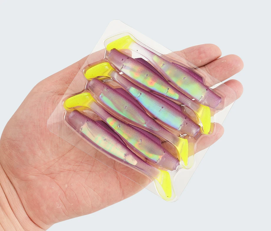 6 Stück Weiche Paddelschwanz-Swimbait UV-GLOW Angelköder 8cm TPR Weichköder 80mm 4,8g Künstliche Silikonköder Wobblers Weichköder – Detail 9