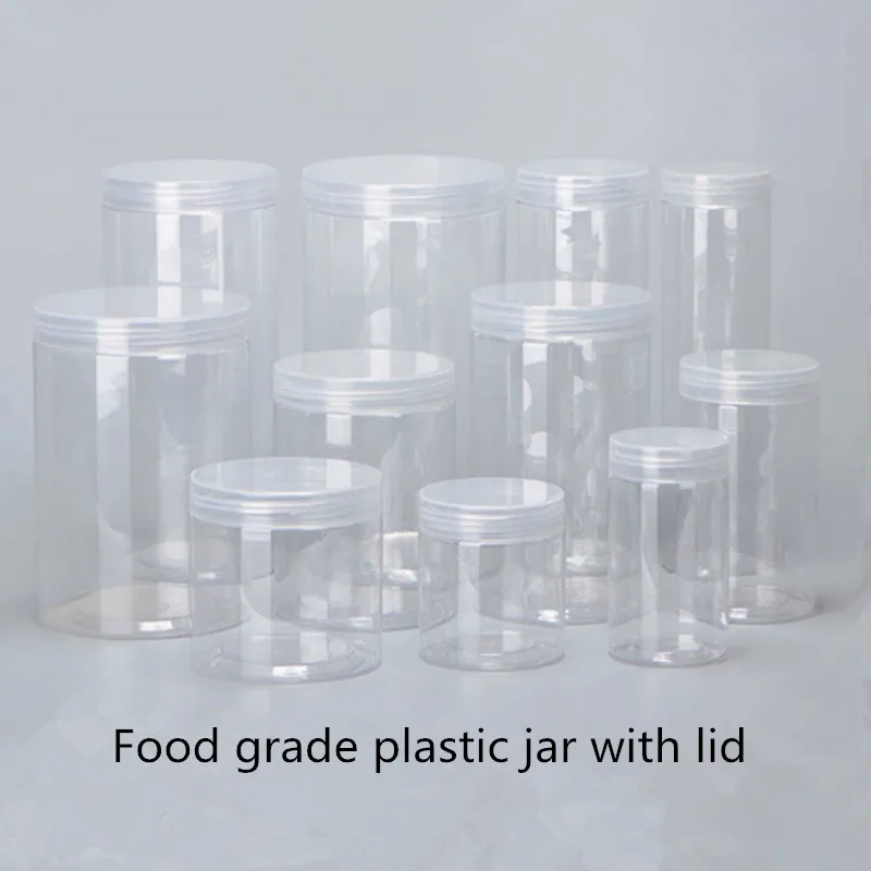 Hurtownia 10 szt./opak. Puste Plastikowe Przezroczyste Słoiki Kosmetyczne PET Pojemniki na Żywność Pojemniki na Makijaż z Plastikową Pokrywką Puszki na Żywność Puszki z Uszczelnieniem