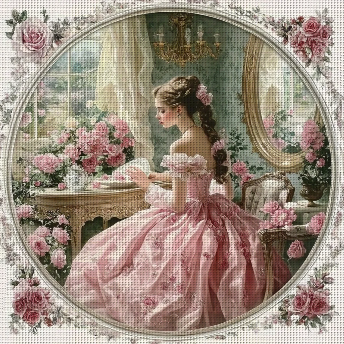 1 Set of 40x40cm-15.7x15.7-inch 11CT/14CT Printed Fabric Cross Stitch DIY Kit, Large Size, Gift Set