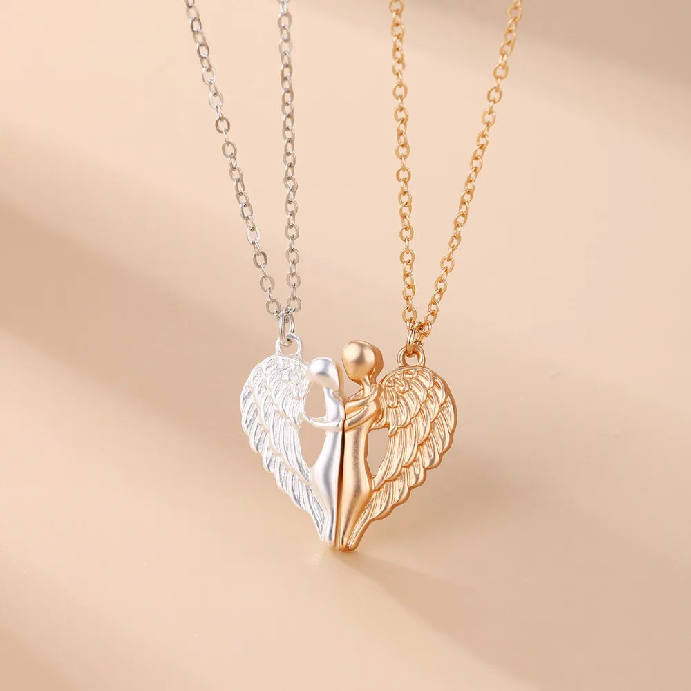 A Girl 2Pcs/set Cute Embrace Angels Best Friend Couple Necklace for Girls Fashion Friendship Gifts